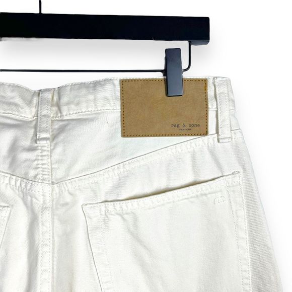 Rag & Bone Sofie Two-tone Frayed High-rise Wide-leg Jeans Ecru White Size 29 - Picture 8 of 13